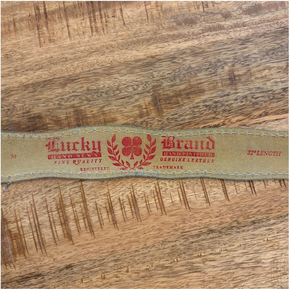 Vintage Lucky Brand Y2K Patchwork Leather Belt Womens M Boho Western Eclectic
